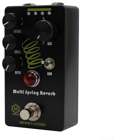 Pedal de guitarra reverberación, pedal de efecto de guitarra con múltiples resortes, con voz vintage, 4 modos, para guitarra eléctrica y bajo, 11,5 x 6,5 x 5 cm