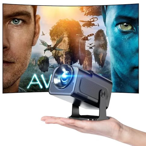 Hauskit Mini Beamer, 270° Drehbar Tragbarer Projektor, 4k Unterstützt 1080P Kurzdistanzprojektor mit Android 11.0, WiFi & Bluetooth 5.2, Smart Home Projektor, Schwarz