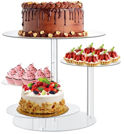 Focenat Soporte para Tartas de 4 Niveles, Porta Cupcakes, Soporte para Cupcakes, Soporte de Exhibición para Tartas de Acrílico, Torre de Árbol de Postre para Bodas Cumpleaños Fiestas Pausas de Café