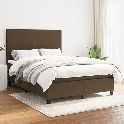 Willood Boxspringbett mit Matratze Dunkelbraun 140x190 cm Stoff Einzelbett Bett Polsterbett Bettgestell Bettrahmen Lattenrost Hotelbett Schlafzimmerbett Schlichtes Design