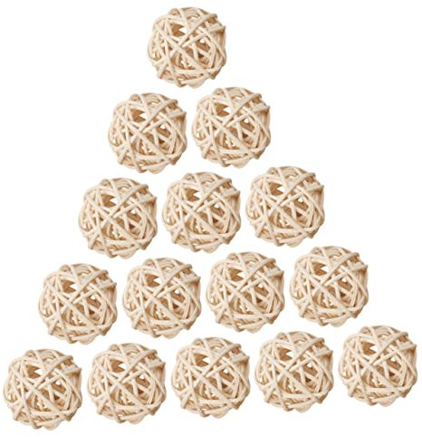 Ciieeo Natural Wicker Rattan Balls, 20pcs Aromatherapy Rattan Balls for DIY Projects Wedding Decor, 3cm Vase Fillers for Home Party Decoration