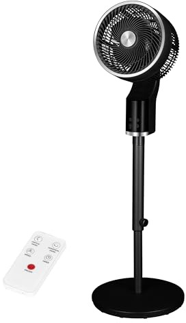 TCP Black Pedestal Fan with Remote Control, Quiet Standing Electric Floor Fan for Home, Bedroom or Office, 4-Way Vertical & Horizontal Oscillation, Adjustable Height, Timer, 3 Speeds
