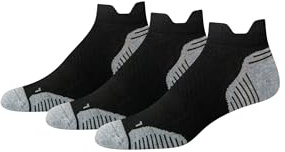 Amazon Essentials Calcetines para Correr de Corte Bajo de Rendimiento Atlético, Acolchados con Lengüeta en la Parte Trasera, Soporte para el Arco, Control de la Humedad Hombre, 3 Pares, Negro, 41-45