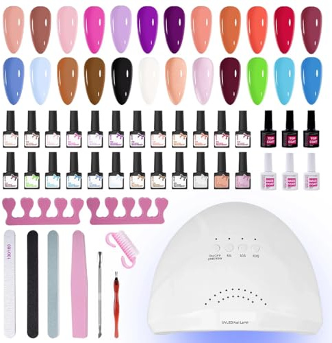 39PCS Gel Nail Polish Set with U V Light Gel Nail Kit Starter Kit | Nail Lamp Soak Off Manicure Tools Suitable for All Seasons Art Decorations Home DIY for Women Beginners