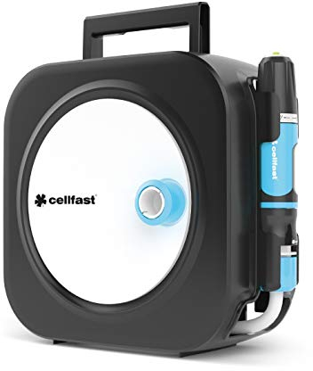 CELLFAST Schautrommel Set Schlauchaufroller Mit Wandhalterung Wandschlauchhalter Anschlussschlauch Reinigungsspritze Schnellkupplung Schlauchanschluss ENERGO XS