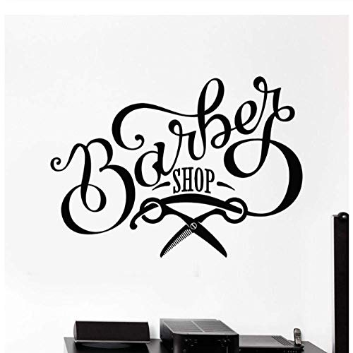 Barber Shop Design Decalcomania Da Muro In Vinile Forbici Da Barbiere Insegna Adesivi Per Salone Di Bellezza Per Capelli Murale Carta Da Parati Decorazioni Per Finestre 79X57Cm