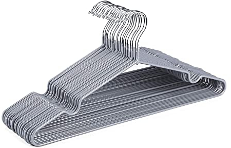 HOUSE DAY Kleiderbügel Platzsparend Kleiderbügel Metall Bügel Drahtbügel Kleiderbügel rutschfest Kleiderbüge Stabil Kleiderbügel Platzsparend Kleiderbügel Dünn Kleiderbügel Grau 20 Stück