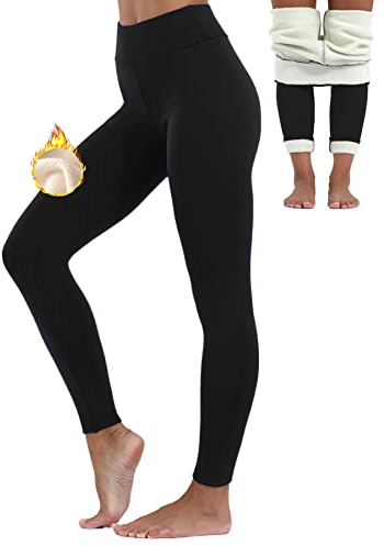 Merlvida Legging Polaire Femme Hiver Pantalon Thermique Chaud et Doux avec Toison Extensible Collant Polaire Taille Haute Épais en Laine de Leggings pour Femme Automne Hiver