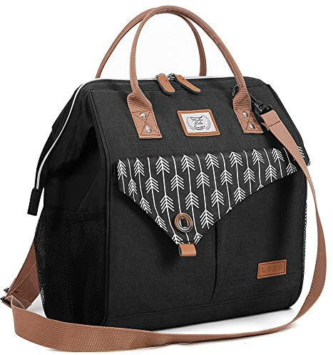 Lekesky Bolsa Termica Porta Alimentos Impermeable – Lonchera para Mujer con Gran Capacidad, Ideal para Trabajo, 15L, Negro