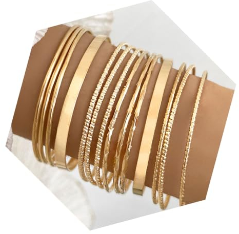 HZAOPZE 14-teiliges Gold-Armband-Set, indische, stapelbare, glänzende Armbänder, Multipack, Wickelarmbänder, Modeschmuck für Frauen und Mädchen, Elegant, böhmisch, exotisch