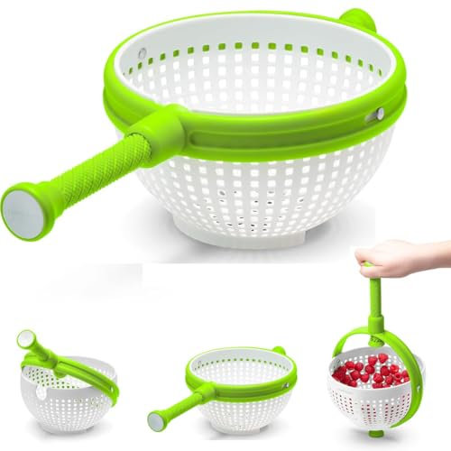 Salatschleudern,Koqit Seiher Sieb,Gemüsekorb,Gemüse-Spinner mit klappbarem Griff,Salatschleuder,Sieb mit klappbarem Griff für schmackhaftere Salate und schnellere Zubereitung von Lebensmitteln