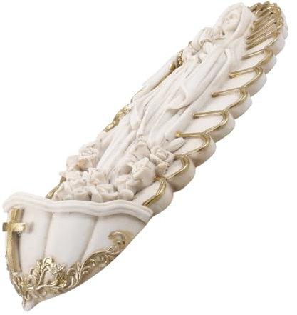 PRETYZOOM Bénitier Mural en Résine Guadalupe, Décoration Murale Catholique Suspendue pour Entrée Et Église, Bénitier Décoratif Religieux pour Cérémonie Et Premier Communion