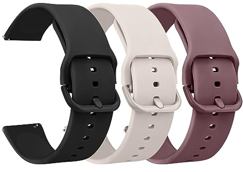 Amzpas 3 Stycken Ersättning Klockarmband Silikon 20 mm 22 mm, Snabbkoppling Ersättningsband Klocka Remmar, Tillbehör För Kvinnor Män, 20mm