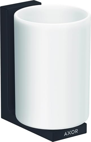 hansgrohe Zahnputzbecher Axor Uni. Rectangular Glas, Wandmontage, Mattschwarz