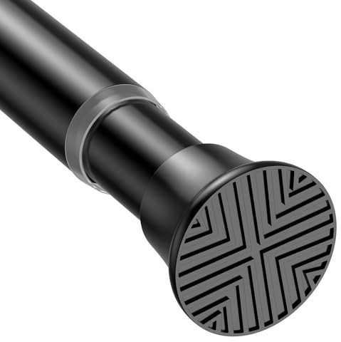 Zipglo Shower Curtain Pole 78-197cm, Black Extendable Curtain Poles Adjustable Tension Rods for Curtains Telescopic Curtain Poles No Drilling Shower Curtain Rail for Bathroom Bedroom Window Closet