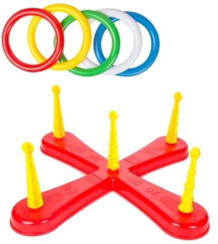 Play Out Bright Jeu de lancer d'anneaux avec 5 anneaux, Plastique