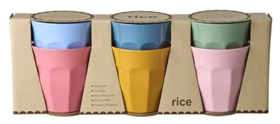 ReWu Rice - Lot de 6 gobelets en mélamine - Délicat et multicolore - Pour enfant - Vaisselle de camping - Vaisselle de camping - Incassables - Sans BPA - 250 ml