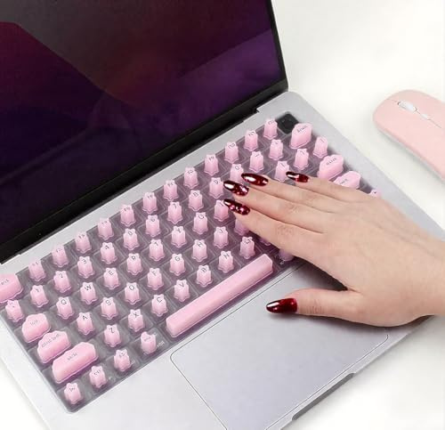 Se7enline Long Nail Keyboard Cover Compatible with Mac Neo & Air 13/15 inch & Pro 14/16 (M5 M4 M3 M2 M1 A18 Pro) 2026/2025/2024/2023/2022/2021 US Layout Bubbles Stickers for Nail Art, Pink