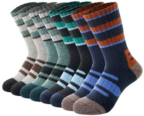 BONANGEL Calcetines Lana Merino Niños 4 Pares Calcetines Térmicos de Invierno para Senderismo Esquí Cálidos Suaves Gruesos Regalo para 4-7/8-10 Años Niños y Niñas