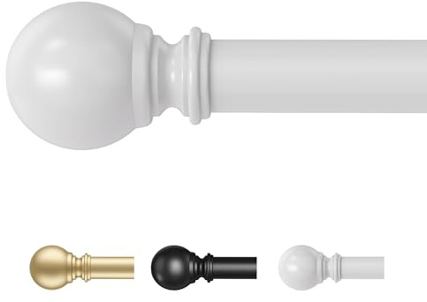 Time Forest White Curtain Poles 76 to 152cm, 16mm Diameter Thin Curtain Pole for Eyelet Curtains Metal Adjustable Curtain Rod for Light and Medium Weight Curtains for Windows Door