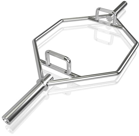 COSTWAY Barra della Trappola Olimpica, Barra Esagonale Pieghevole con Manici Zigrinati, Manicotti 25 cm e Molle, Olympic Hex Trap Bar per Sollevamento Pesi e Bodybuilding, Carico 363 kg (Argento)