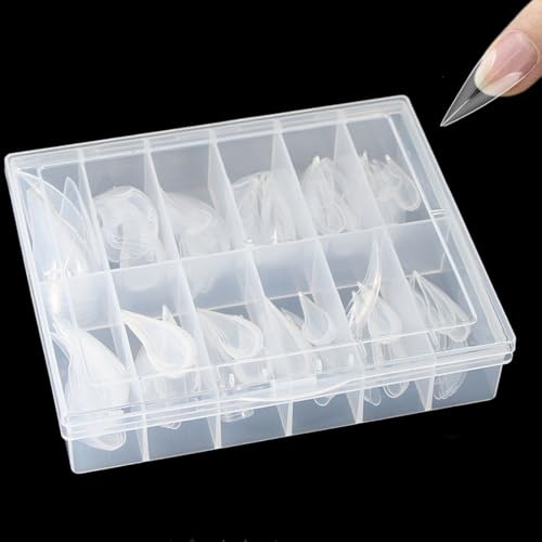 KEQAR 120 pezzi Riutilizzabili, doppie forme dual form, Stiletto per gel in poli, extension 3D per unghie, artiglio di aquila, acriliche a falco, stampi a copertura completa per tip (12 dimensioni)