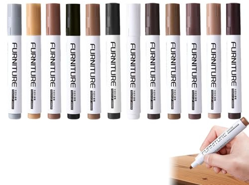 Dtaigou Wood Markers Furniture Repair - 12 Colors Low-Odor Scratch Removers Pen - Wood Floor Scratch Repair Marker - for Scuffs Damage Stains Wear Cracks Paint Chips