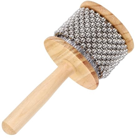 QUARKZMAN Holz Cabasa Perkussion 3.3 Musik Handshaker Musikinstrument Mit Metallperlen Für Band Musikunterricht Party Auftritt (Holzfarbe)
