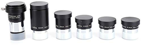 2X Barlow Lens with 6.3mm 10mm 12.5mm 20mm 32mm Plossl Eyepiece Set, 1.25 Inch Telescope Accessories for Celestron Orion, M42 Thread for Astrophotography