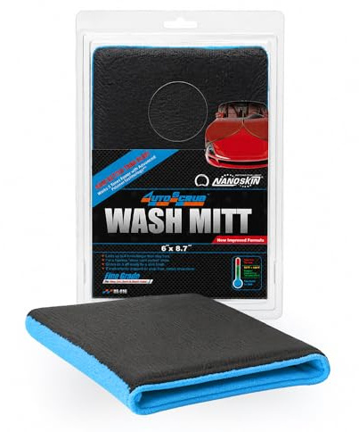 Nanoskin AUTOSCRUB Fine Grade Wash Mitt,Weft Knitted Microfiber [AS-016] Blue, 6 x 8.7