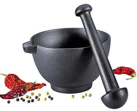 Zassenhaus Mortaio e pestello in ghisa XL, macinino per spezie e semi con beccuccio
