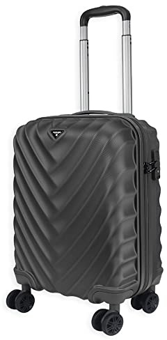 Rocklands Large Suitcase Hard Shell Lightweight 4 Dual Spinner Wheels Trolley Luggage Suitcase Hold Check in Luggage TSA Combination Lock (Grey, Small (H55xW38xD20 cm) Cabin Size)