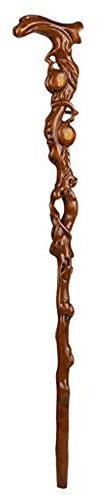 Béquille Séquoia Bâton de Marche Racine en Bois Massif Sculpture Fushou Pêche Sculpture Fer Poire Bois Bâton de Marche, béquille de 90 cm-11.19 Interesting