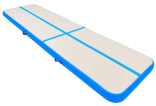 Aufblasbare Gymnastikmatte mit Pumpe 800x100x20 cm PVC Blau