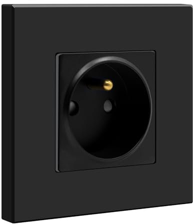 BSEED Prise Murale, 16A Single Prise De Courant Alternatif avec Panneau En Plastique, Prises Électriques Standard, 240V Prise Encastrable(1 Prise, Noir)