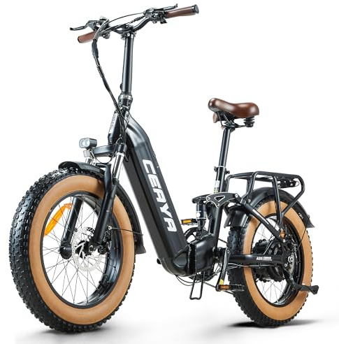Ficyacto Bici Elettriche 20 E Bike Unisex Adulto A20 Bicicletta Elettrica da Città Pedalata Assistita Doppia sospensione, Batteria Rimovibile 48V 20Ah,7 Velocità (Nero - con portapacchi anteriore)