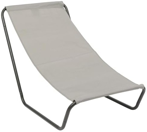 Harbour Housewares Folding Sun Lounger - Beige - Pack of 1 - Canvas Outdoor Lawn Sunlounger Chair Lightweight Portable Chair for Garden, Beach, Picnic, Fishing