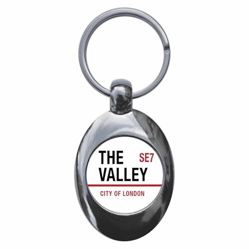 Ozorath The Valley Charlton London Se7 Road Sign Keyring with Trolley Coin