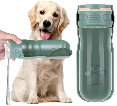 AiQInu 520ML Hunde Trinkflasche, 180° Faltbare Hund Katze Haustiere Auslaufsicher Wasserflasche, Tragbare Hundewasserflasche für Kleine Pet zum Wandern Reisen