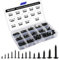Annyswit 200 Pezzi Croce Viti Autofilettanti Set, M3 M3.5 M4 M5 M6 Nere Assortimento Viti Autofilettanti, Acciaio al Carbonio Viti Testa Piatta, Viti Miste per Cartongesso, Legno Mobili, Riparazione