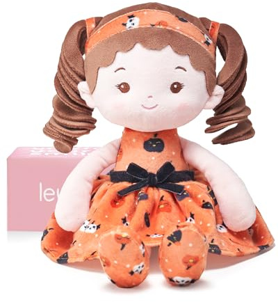 LeyaDoll Mjuk babydocka leksaker (30 cm), min första babytrasdocka för 1 år gammal flicka födelsedagspresent, jul plyschleksaker present till småbarn barn spädbarn – halloween special-pumpa