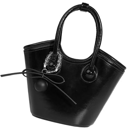 BUBEFSKD Mode Grande Capacité Sac à Panier en Cuir PU Épaule Sac à Bandoulière pour École Shopping et Fête de Loisirs Panier Unique, Noir