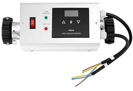 MEHOOSPVN poolvärmare värmeväxlare 3 KW digital termostat för pool spa vattentät poolelement SPA temperaturregulator termostat kit vattentät elektrisk poolvärmare