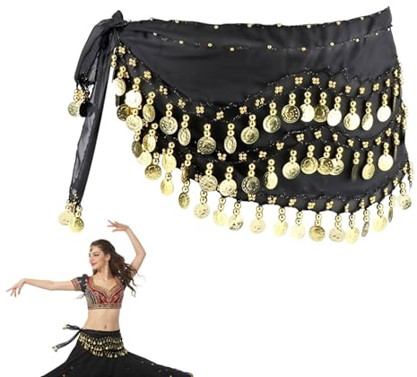 Bufandas De Cadera para Danza del Vientre, Cinturón Danza del Vientre con Monedas, Pañuelo Triangular Egipcio, para In Representaciones Teatrales