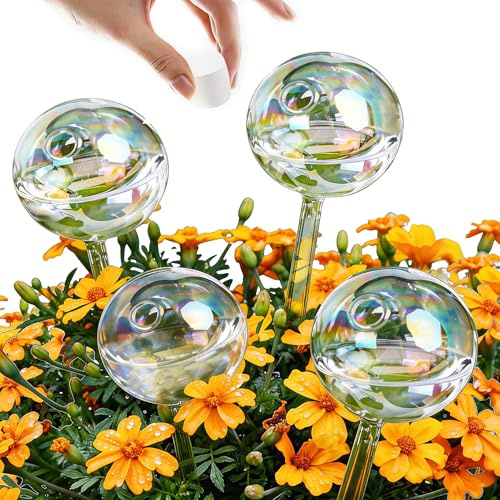 dellyy 4 Piezas Globos de Riego de Plantas, Bolas de Riego de Vidrio para Plantas, Riego Plantas Goteo Automático Interior, Plantas en Macetas, Decoración de Interiores y Jardín