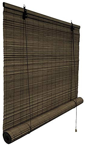 Victoria M. Tenda a Rullo in Bambù per Interni, Protezione Solare e della Privacy per Porte e Finestre, 130 x 220 cm, Colore Marrone Scuro
