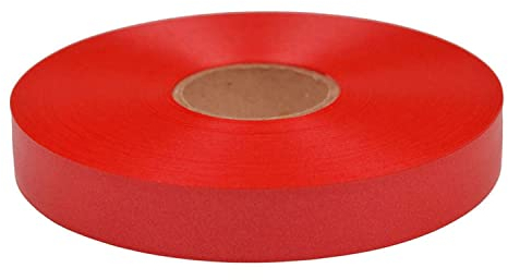 Geschenkband Ringelband 19mm x 100m wasserfest - 30 FARBEN in 5/10/19/31/50mm - Dekoband aus Kunststoff - Polyband zum Basteln von Weihnachtssternen und Autoschleifen - Rot