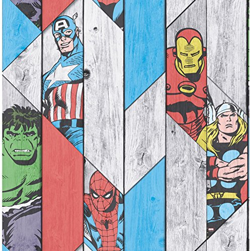 Marvel Wood Panel Thor Spiderman Hulk Captain America Wallpaper