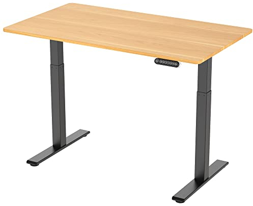 ALLDREI AD2 elektrisch stufenlos höhenverstellbarer Schreibtisch, mit 4 Speicher-Steuerung, 2 Motoren, 2-Fach-Teleskop, mit Tischplatte (Schwarz + Buche) (140x80 cm)