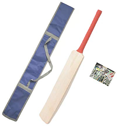 Kalindri Sports Batte de Cricket en Bois Pleine Taille avec Housse et Autocollants (Kashmiri Willow Full Cane : Leather Bat)